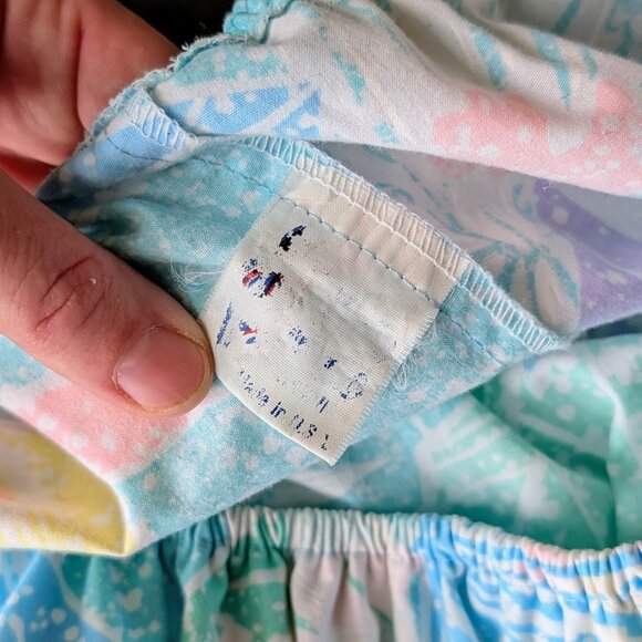 Vintage Kole Kole Hawaiian Blue Ruffle Off Shoulder Floral Mumu Midi Dress - Picture 6 of 9